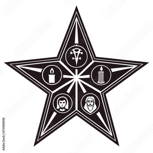 Black color Orthodox Christmas Day Design, Solid White Background (6).eps