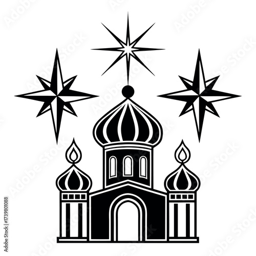 Black color Orthodox Christmas Day Design, Solid White Background (8).eps