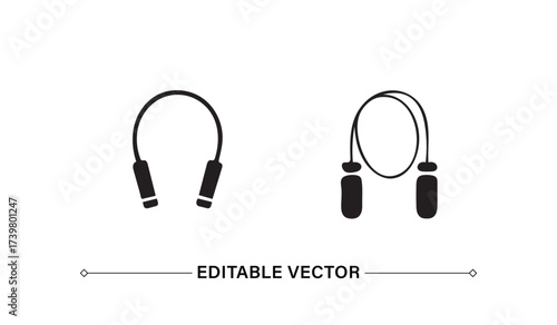 Skipping Rope Icons Fitness and Exercise Equipment