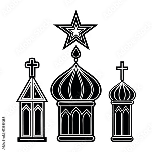 Black color Orthodox Christmas Day Design, Solid White Background (15).eps
