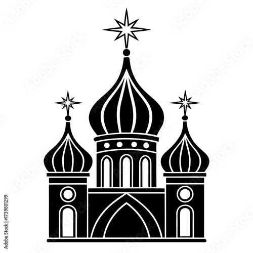 Black color Orthodox Christmas Day Design, Solid White Background (18).eps