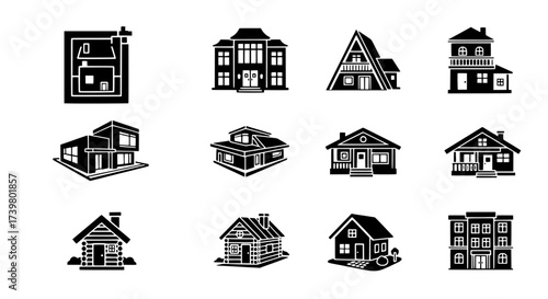 Collection of Architectural House Iconography