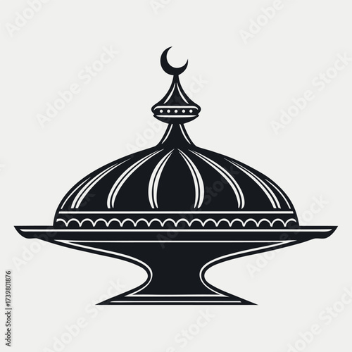 Black colour Dates and tea cup for iftar silhouette vector illustration, solid white background (2).eps