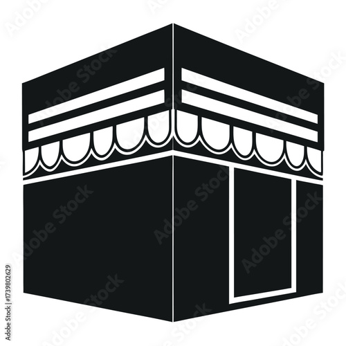 Black colour Kaaba silhouette vector illustration, solid white background (5).eps