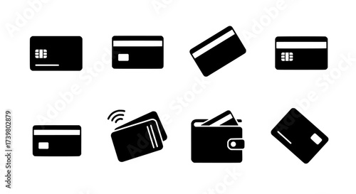 Set of credit card and wallet icons vector illustration