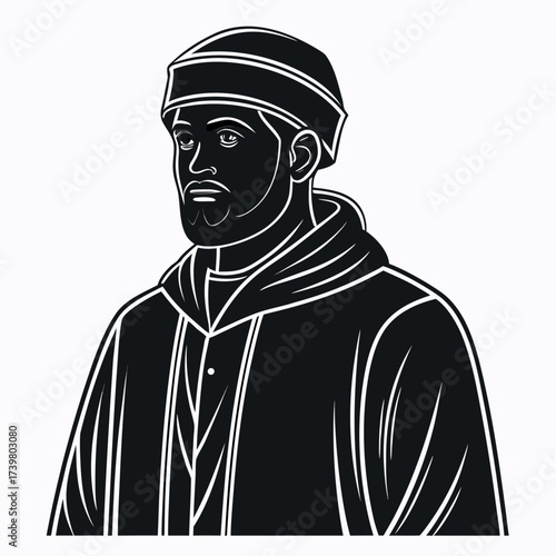 Black colour Muslim man praying silhouette vector illustration, solid white background (2).eps
