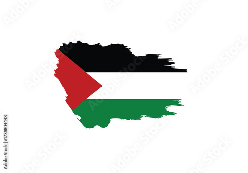 Dynamic Palestinian flag silhouette graphic representing national identity and heritage, perfect for cultural projects and patriotic themes.