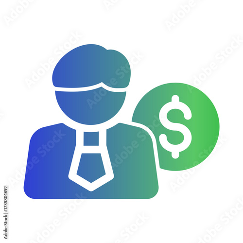 Businessman icon representing entrepreneur, executive, manager, professional, and leader from the Corporate Icon Collection (Glyph Gradient Style)
