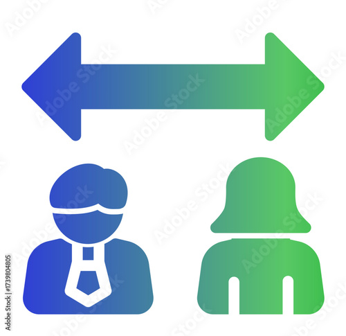 Social distancing icon symbolizing distance, isolation, quarantine, separation, and precaution from the Corporate Icon Collection (Glyph Gradient Style)