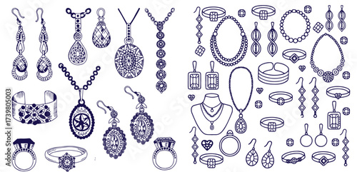 Jewellery and accessories doodle set 