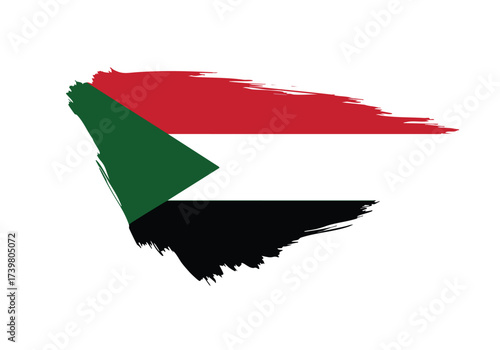 Vibrant Sudanese flag depicted with bold brushstrokes symbolizing national pride and resilience, perfect for patriotic themes.