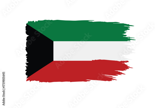 Vibrant Kuwait flag painted with bold brushstrokes, symbolizing national pride and heritage, perfect for patriotic displays and cultural events