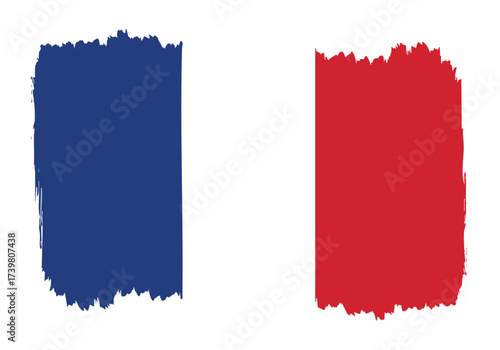 Bold, distressed French flag design with vibrant blue, white, and red colors perfect for patriotic themes and national pride projects