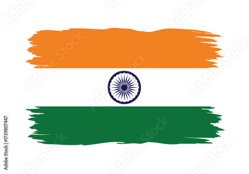 Vibrant Indian flag with bold brush strokes and Ashoka Chakra, perfect for patriotic themes and national pride celebrations