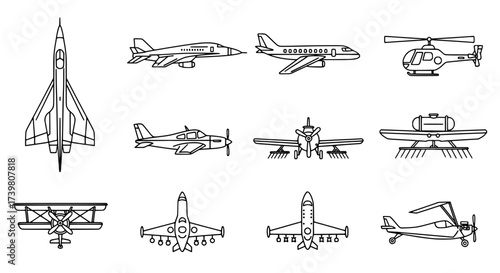 Aircraft and Aviation Icons Transportation and Travel Vector Designs
