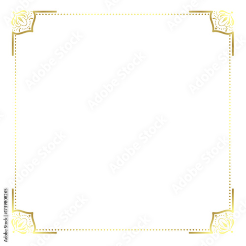 square lotus detailed hinduism ornament frame vector