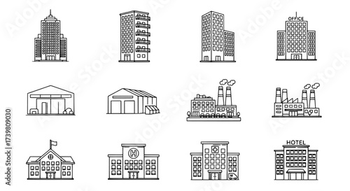 Black and White Shopping Icons Set for Online Retail and Commerce