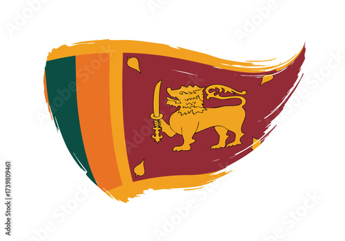 Dynamic Sri Lankan flag art with lion symbol, representing national pride and heritage in a vibrant, modern design