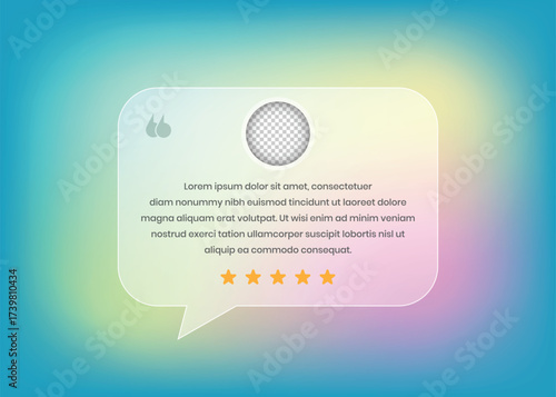 Colorful Gradient Client Review and Testimonial Design with Speech Bubble and Stars