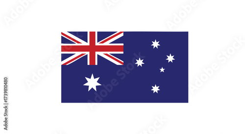 Vibrant Australian flag waving proudly against a crisp white background, symbolizing national pride and unity for global communication.