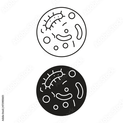 Probiotics Bacteria Icon Set. Probiotic Microbes Line Icons ? Isolated on White..eps
