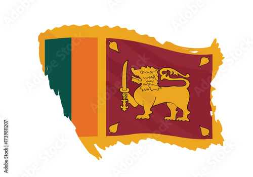 Vibrant Sri Lankan flag with golden lion emblem waving proudly, symbolizing national pride and rich heritage for patriotic displays.