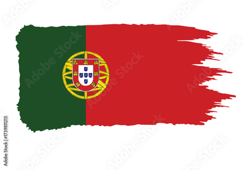 Vibrant Portuguese flag rendered with a bold, expressive brushstroke effect, perfect for national pride and patriotic themes.