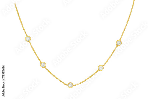 Wallpaper Mural Elegant gold necklace with sparkling diamonds, isolated on transparent background Torontodigital.ca