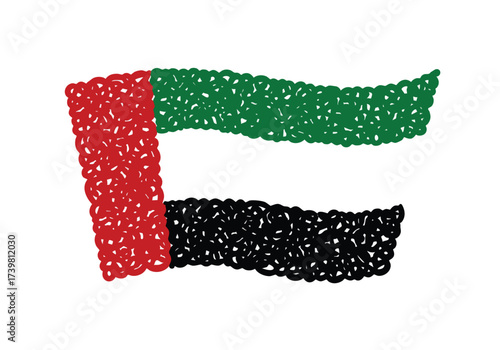 Vibrant UAE flag design with abstract texture, perfect for national celebrations and cultural events, evoking pride and patriotism.
