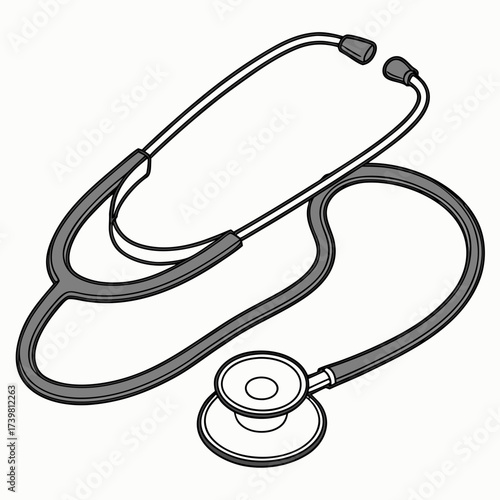 Monochrome illustration of a stethoscope for checkup
