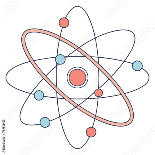 Illustration of an atom with orbiting electrons