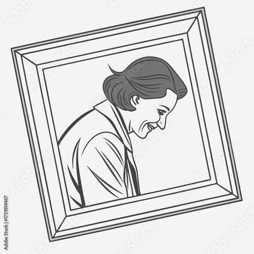 Photo frame featuring a smiling woman portrait