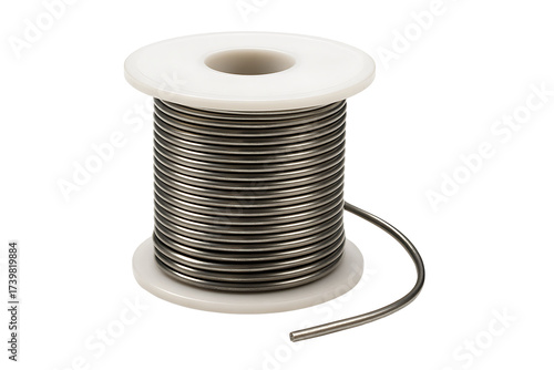 Metal wire spool isolated on transparent background