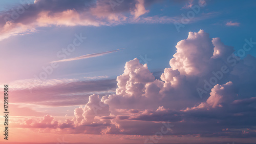 Afternoon Sky with Scattered Cumulus Under Clear Weather