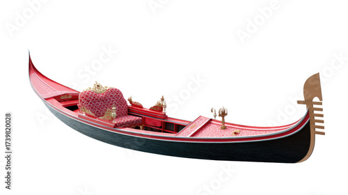 Venetian Gondola: A meticulously crafted Venetian gondola, a symbol of romance and tradition, sits elegantly, inviting viewers to imagine a serene journey through the canals of Venice.