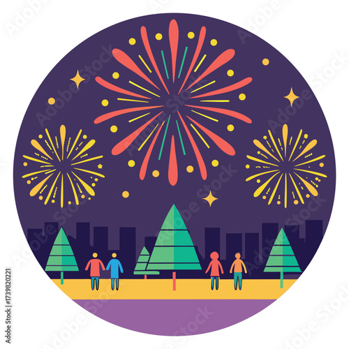 New Year, 1 January, Celebration, Fireworks, Party, Holiday, 2025, Festive, Calendar event, Greeting (1).eps
