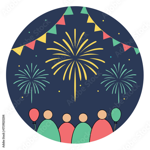 New Year, 1 January, Celebration, Fireworks, Party, Holiday, 2025, Festive, Calendar event, Greeting (2).eps