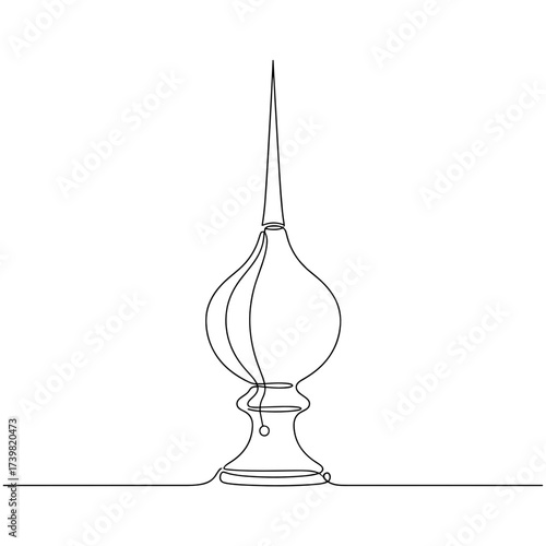 A decorative finial on an architectural balustrade, executed in minimalist black ink on a transparent background, classic ornamental close-up for interior design
