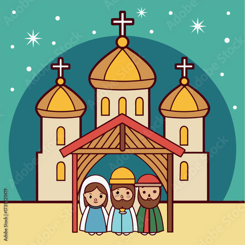 Orthodox Christmas, Nativity, Jesus, Christian holiday, Cross, Church, December, Orthodox religion, Celebration (5).eps