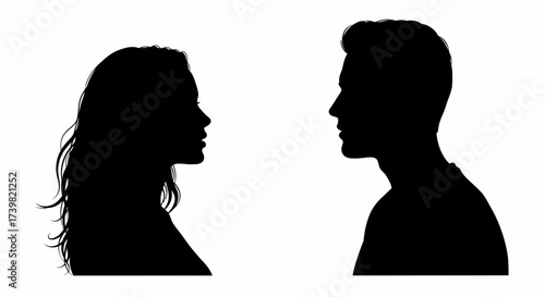 Silhouette of a couple facing each other in a romantic or confrontational context