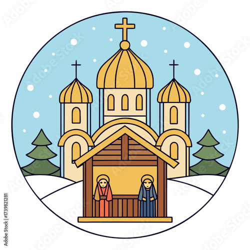 Orthodox Christmas, Nativity, Jesus, Christian holiday, Cross, Church, December, Orthodox religion, Celebration (8).eps