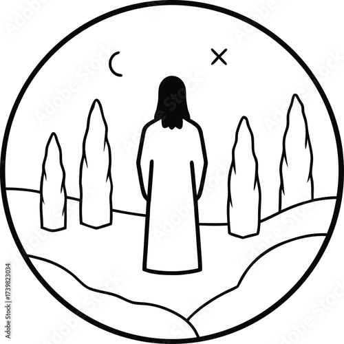 druid standing in stone circle with rune carvings