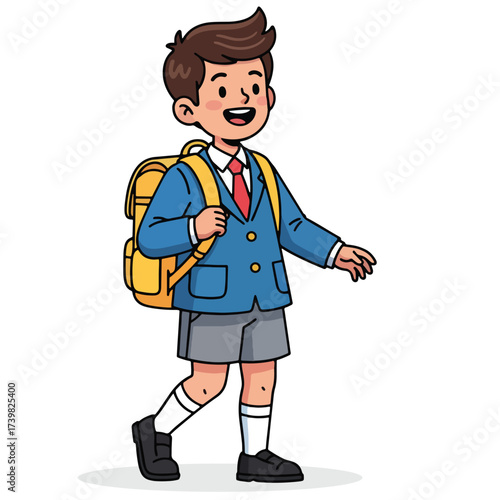 Illustration of School boy on white background