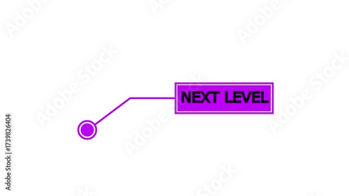 Animation of HUD elements with text Next Level. Animate a white callous for text. HUD elements on white background.