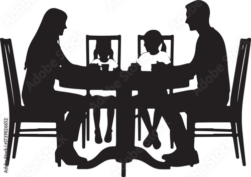 Family enjoying dinner together at home