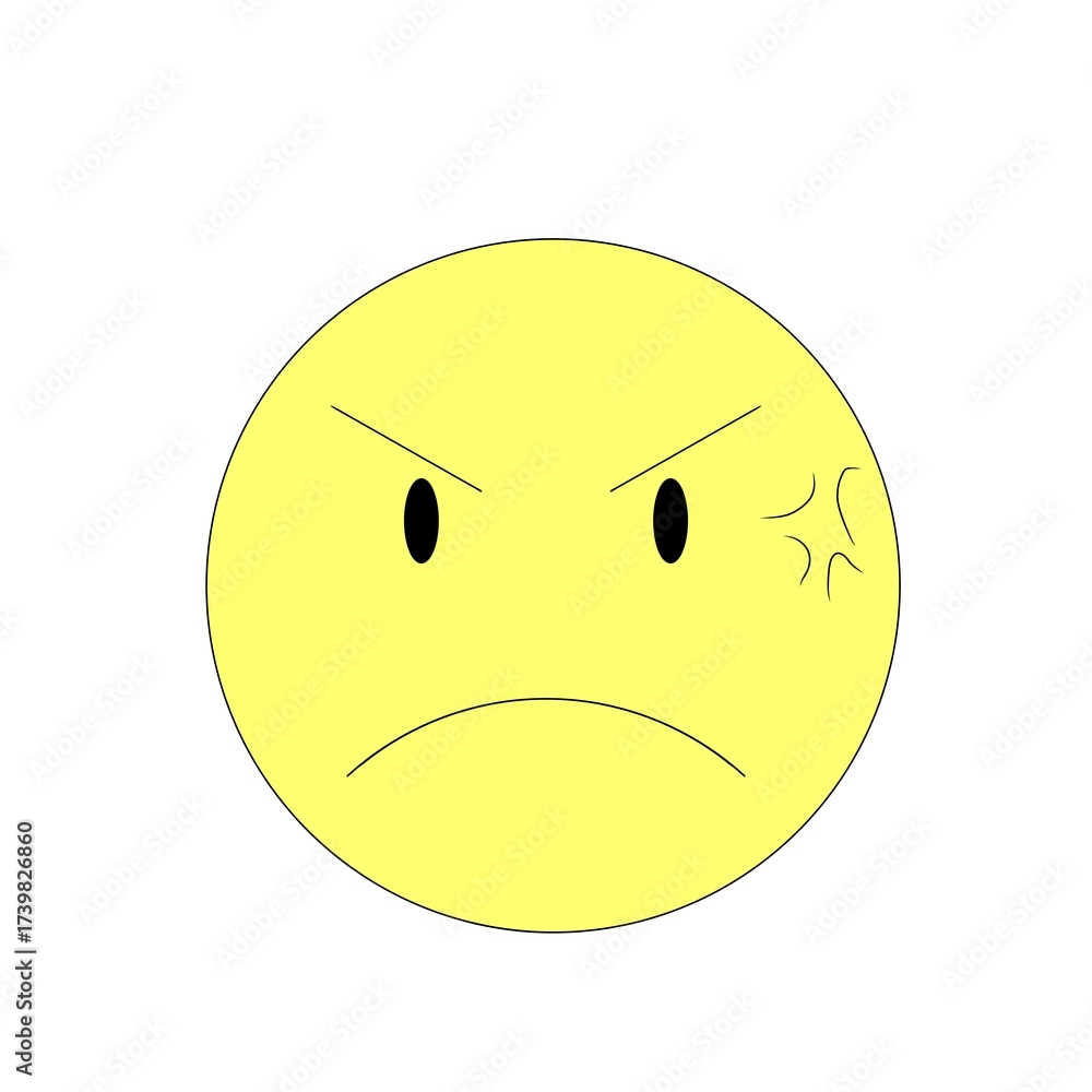 Fototapeta premium 怒りマーク付きの怒った顔アイコン