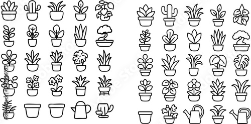 Potted Plants and Gardening Icons.