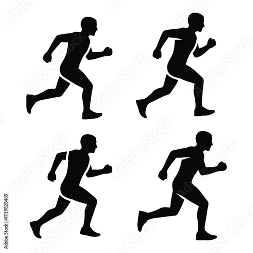 Dynamic running man silhouette collection capturing athletic motion and speed for sports and fitness designs silhouette