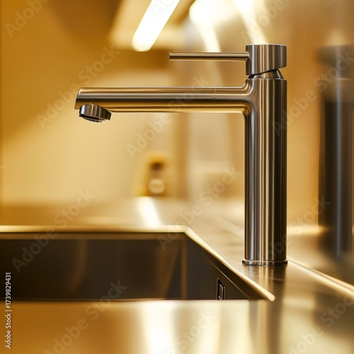 Modern Stainless Steel Kitchen Faucet Close-Up Detail