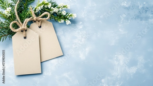 Pastel Wedding Table Decor with Tags and Greenery